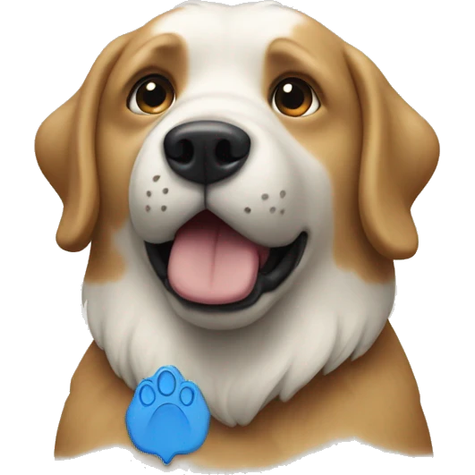 Dog seeing a blue bear emoji