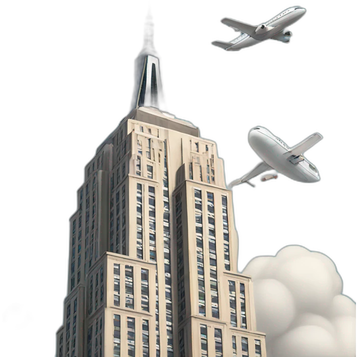 Empire State Building with Airplane emoji