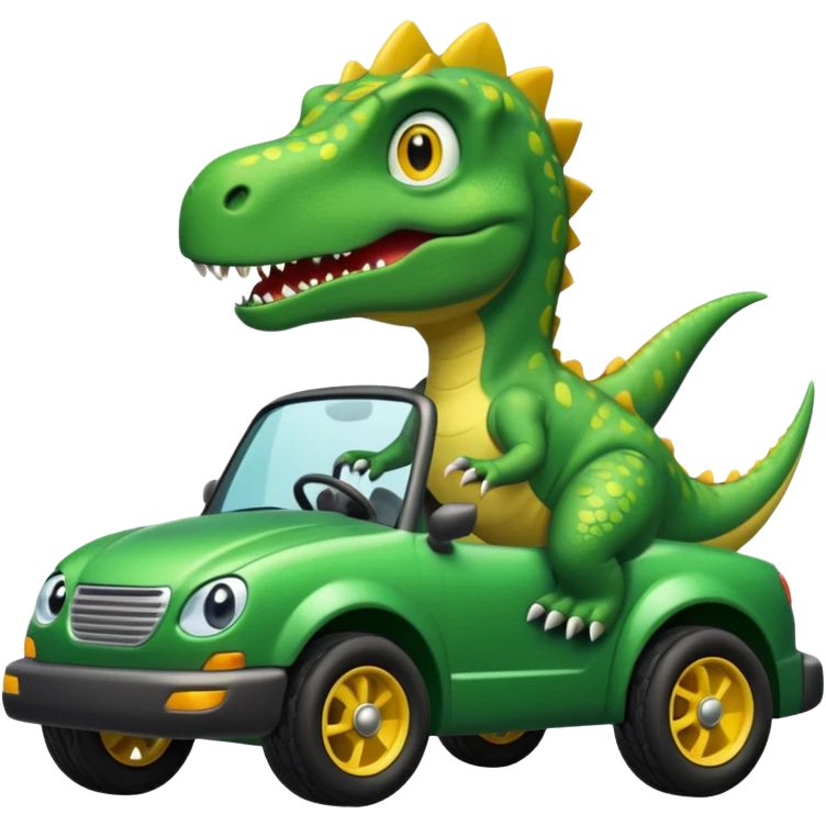 Dinosaur driving a car emoji