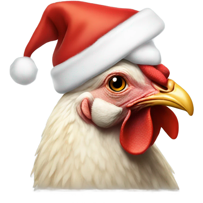 Hen wearing Santa hat emoji