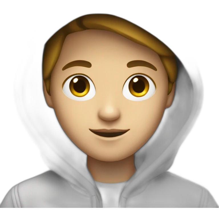 White skin developer with a hoodie coding on the macbook emoji