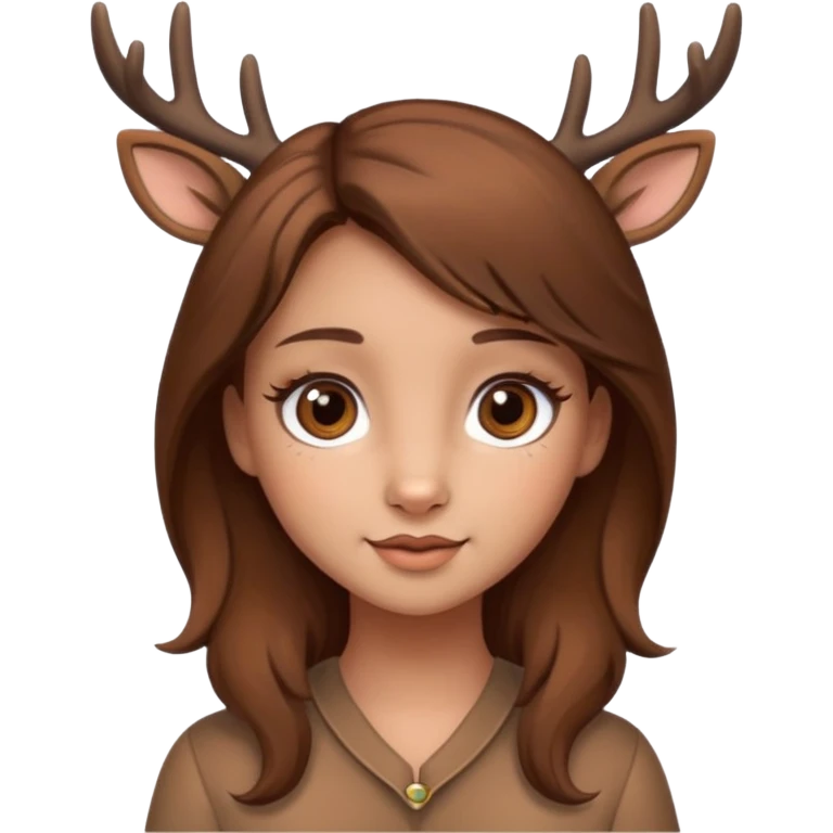 Make a cute girl deer with brown hair and brown eyes give her cute lashes emoji