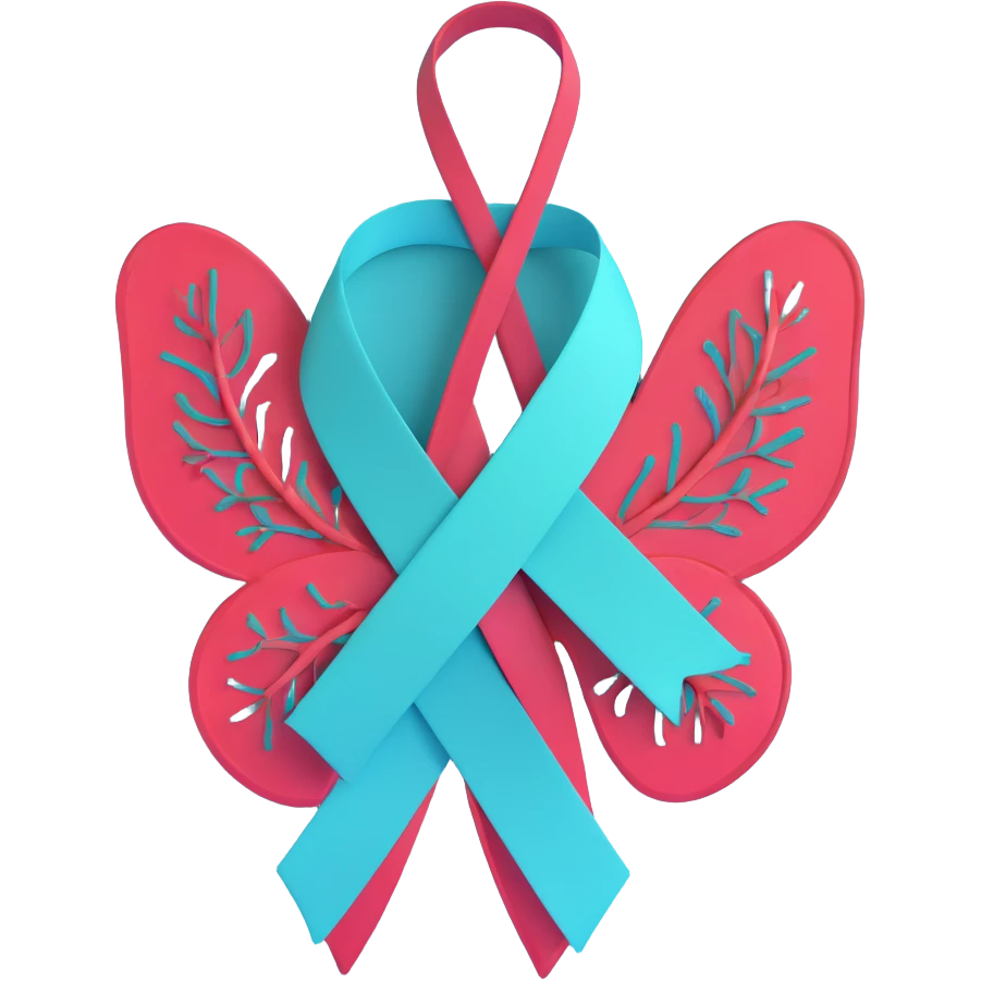 tuberculosis awareness ribbon with lungs emoji