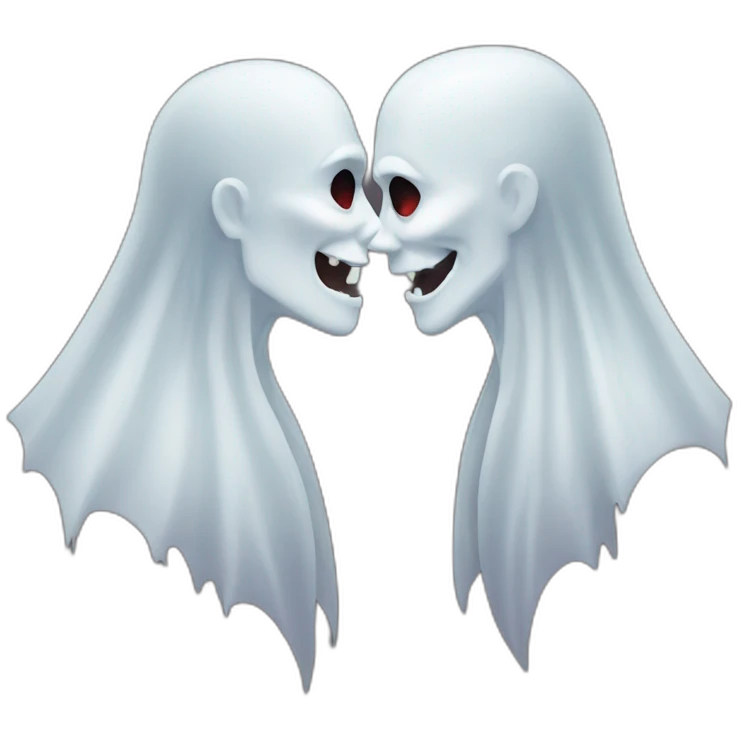 Very developed Male Ghost kissing Male vampire emoji