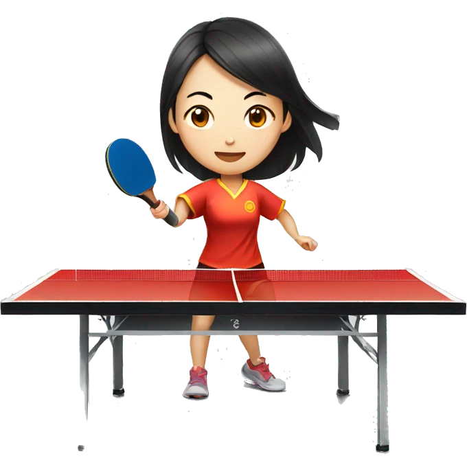 female chinese playing table tennis emoji