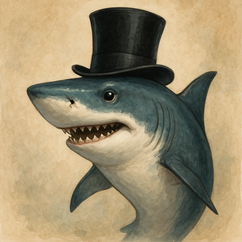 shark wearing a top hat, style 1 emoji