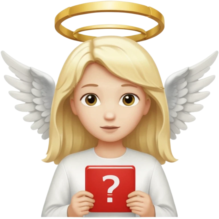 "An angel emoji with blonde hair, a halo, wings, holding a 'COMPARTILHAR' sign in bold letters." emoji