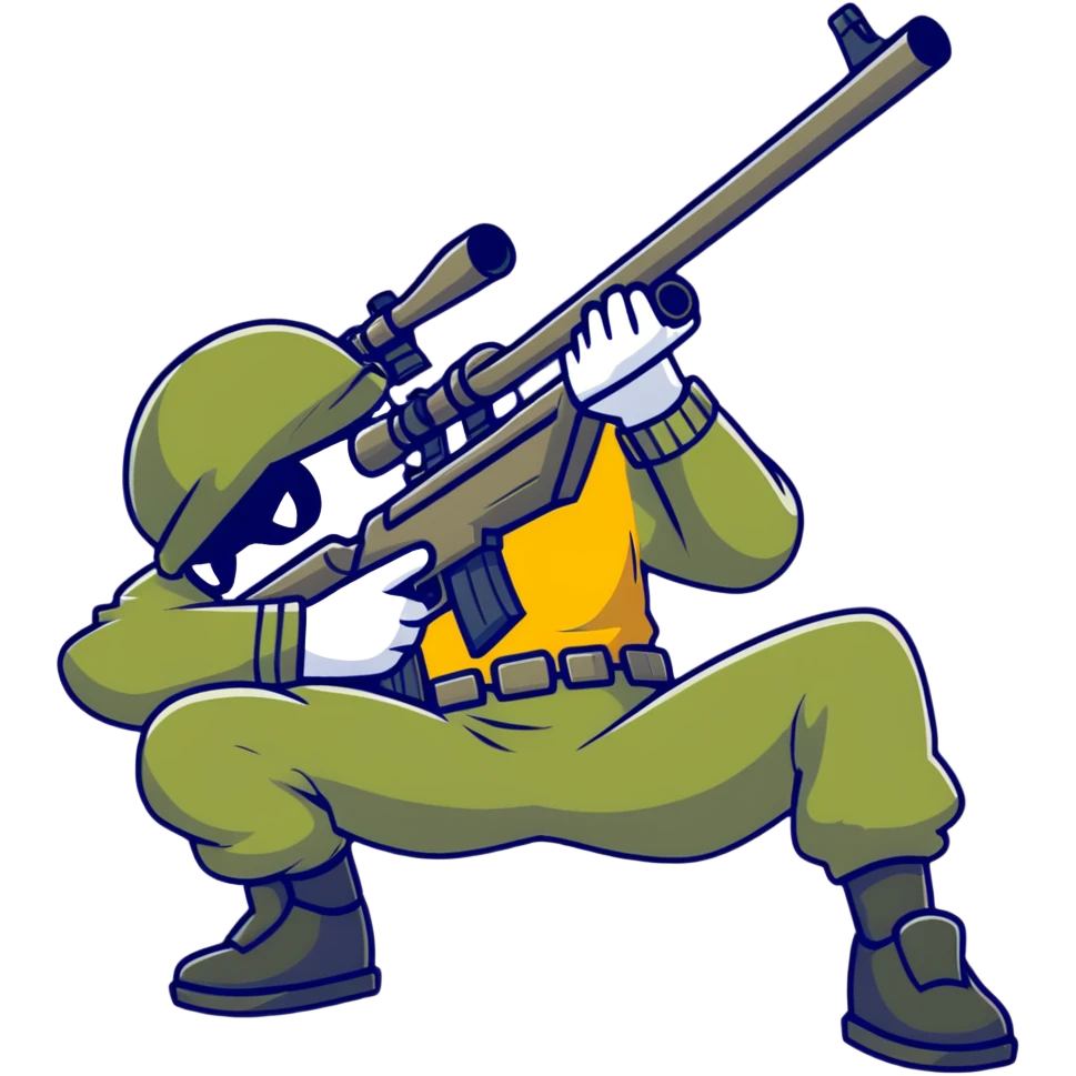 sniper cartoon crouching pose emoji