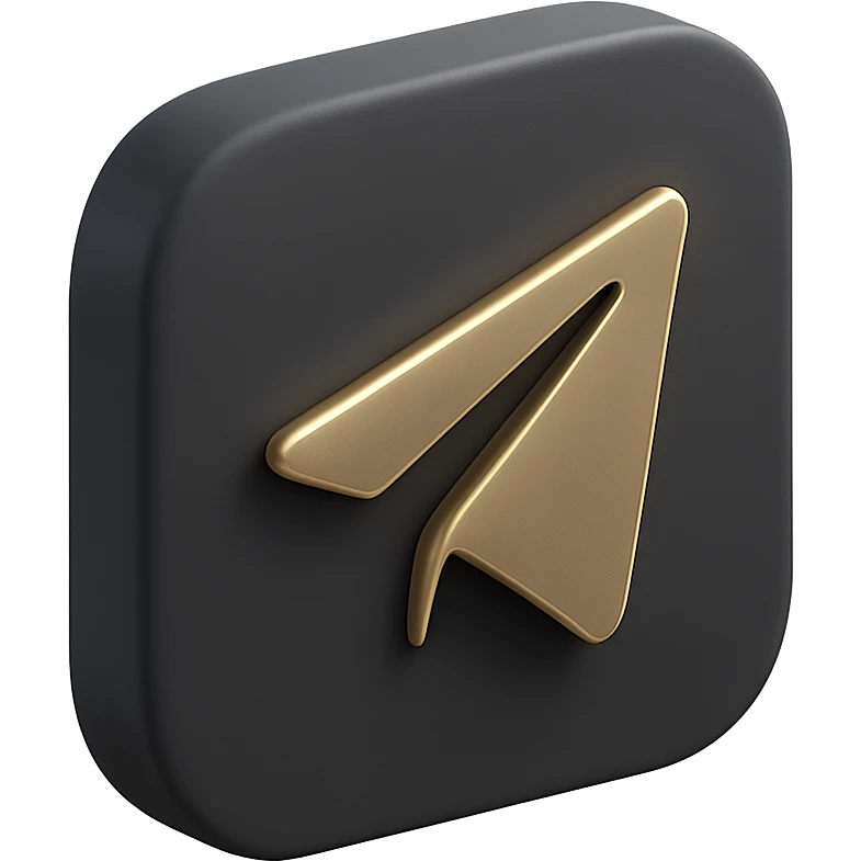 Telegram logo in 3D black style emoji