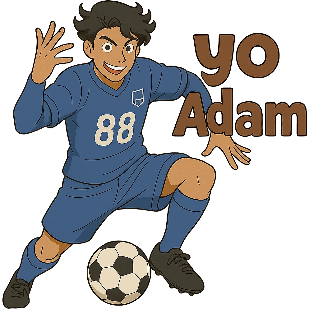 Add the text 'yo Adam' next to Don Lorenzo in the same anime style, keeping the background transparent. emoji
