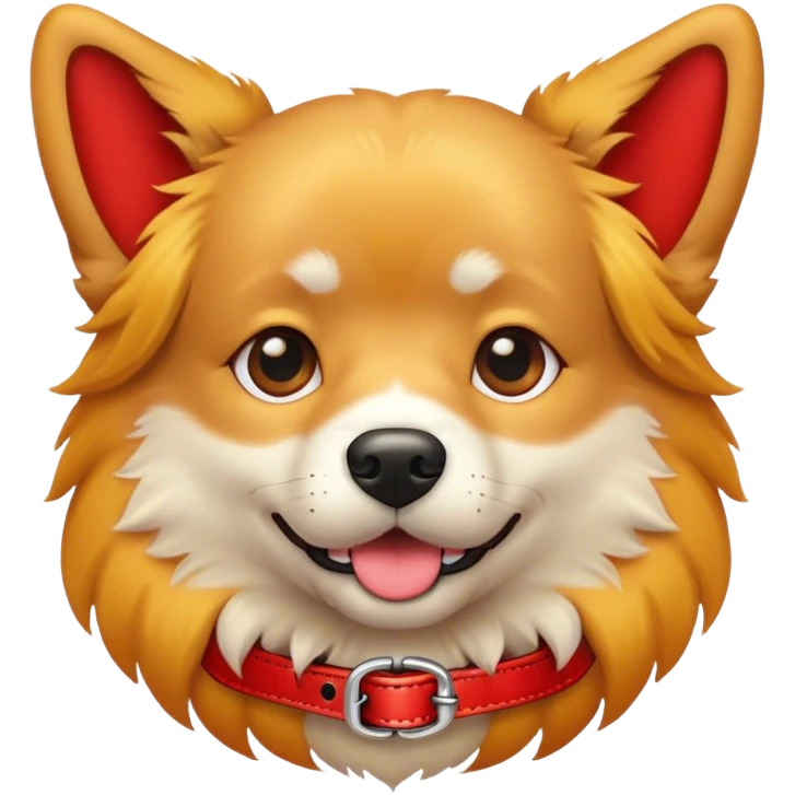 a dog with a red  emoji