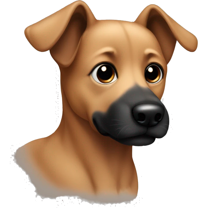 cute brown dog with black nose and black eyes  emoji