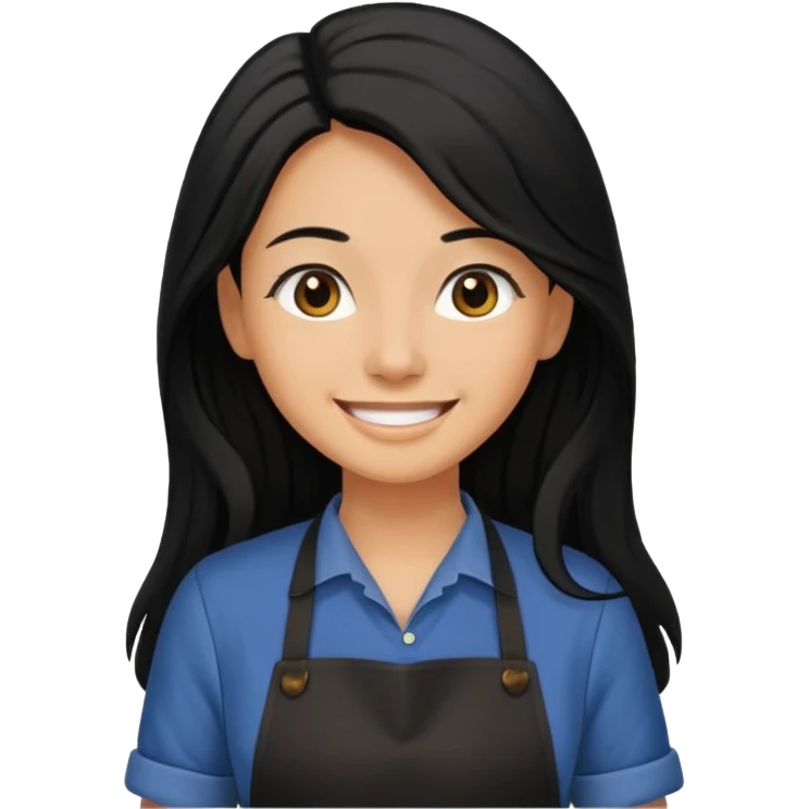 Hold. Women painting smilling tablier black hair emoji