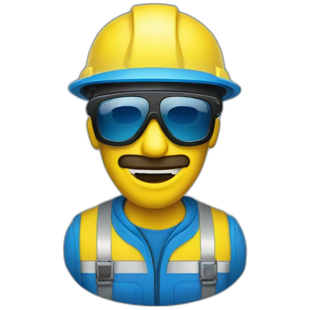 Uk driller with yellow mask and blue sunglasses emoji