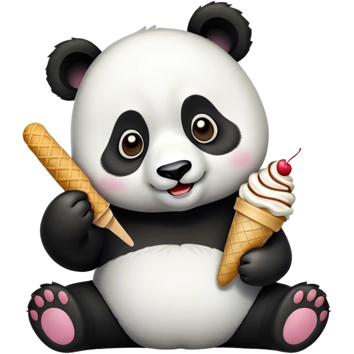 Panda eating ice cream emoji