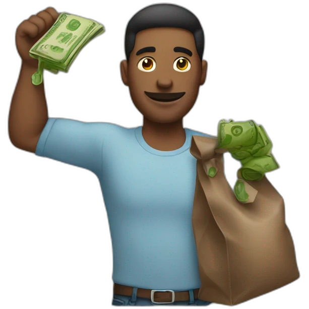 man spreading money down his arm emoji