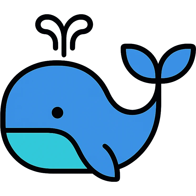a clean and modern whale, color outline icon style emoji