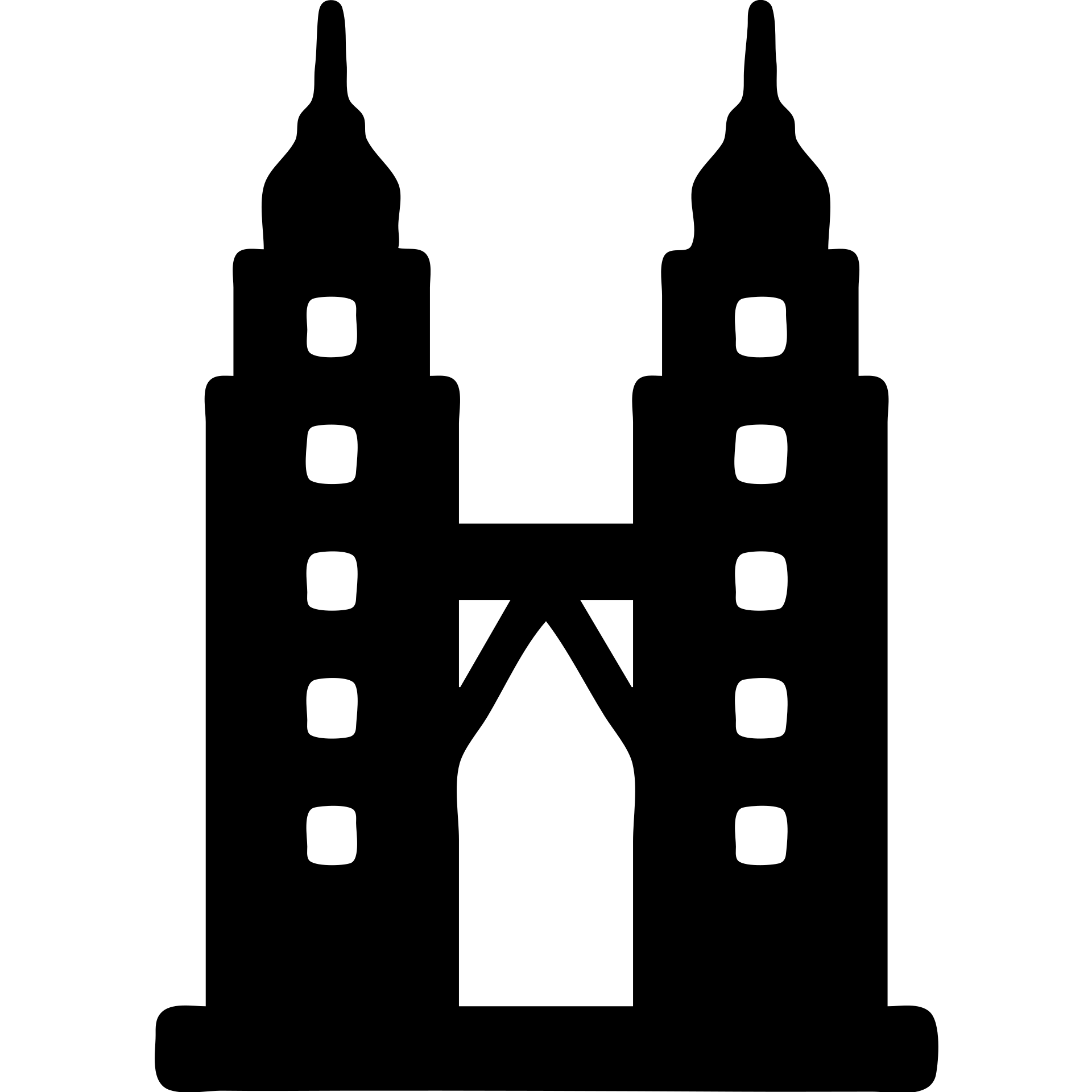 solid filled icon of the Petronas Towers, simple and bold, suitable for presentations emoji