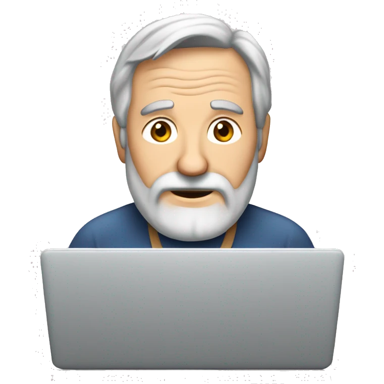 old-man-brown-hair-grey-long-beard-behind-laptop emoji