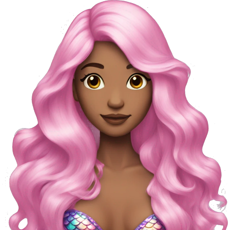 Iridescent mermaid long hair pink emoji