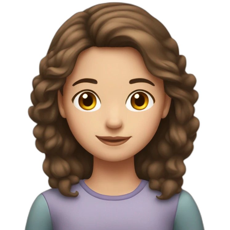 A 10 year old girl who has brown hair and brown eyes, who is a Swifty emoji