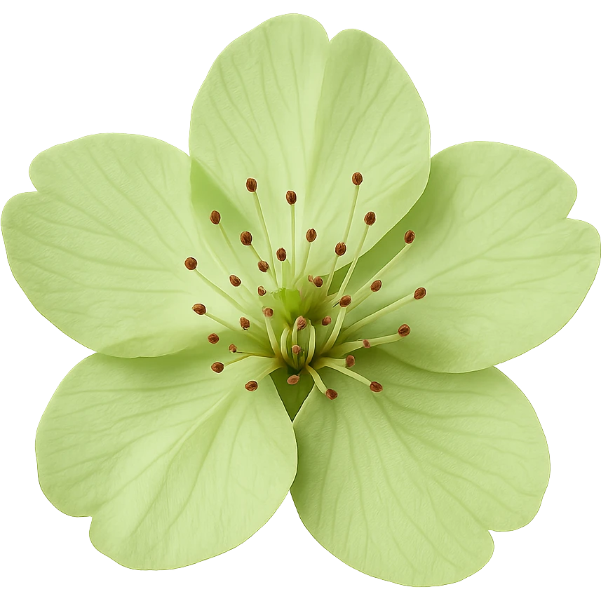 show  one green cherry blossom without a stem , remove background emoji