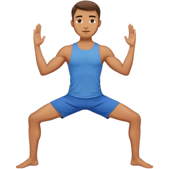 man with blue short warrior yoga pose emoji