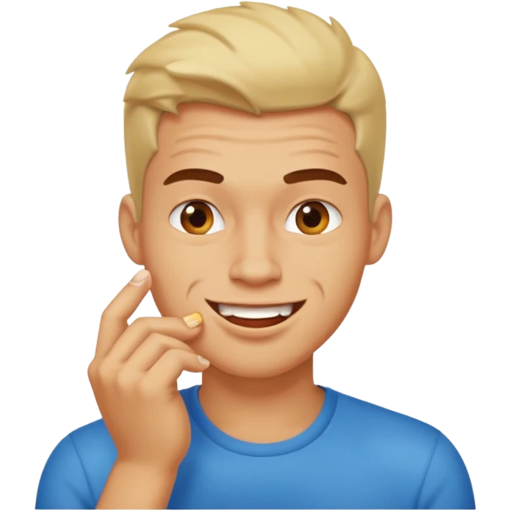 zesty guy biting nail while smirking emoji