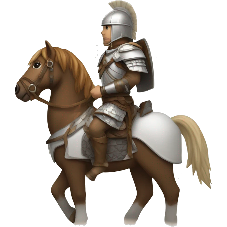 a white avar nomadic soldier on a horse from the side with leather armor on emoji