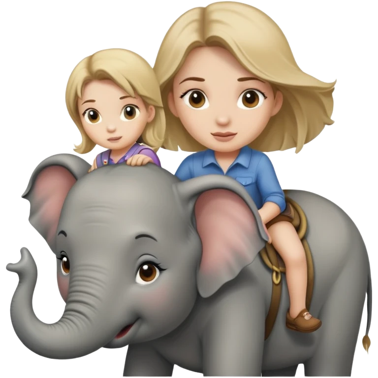 dirty blonde hair girl riding elephant emoji