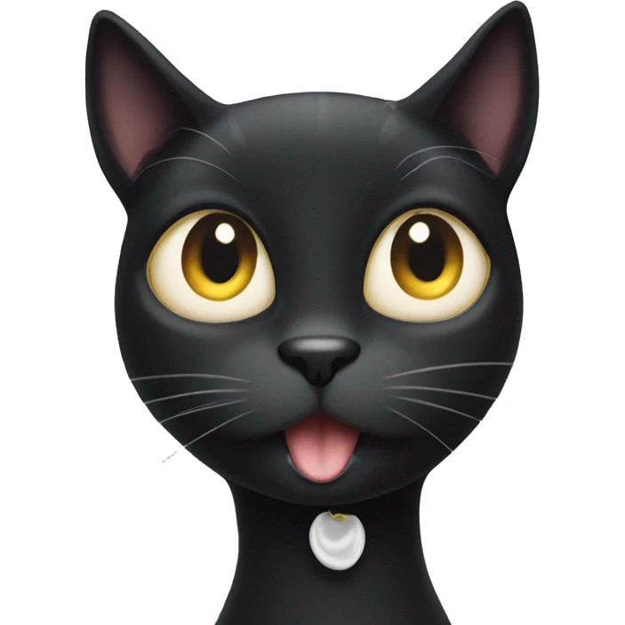 Black cat with white spot on her neck emoji
