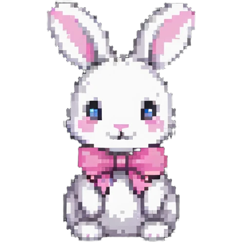 cutesy white bunny rabbit with a pink bow emoji