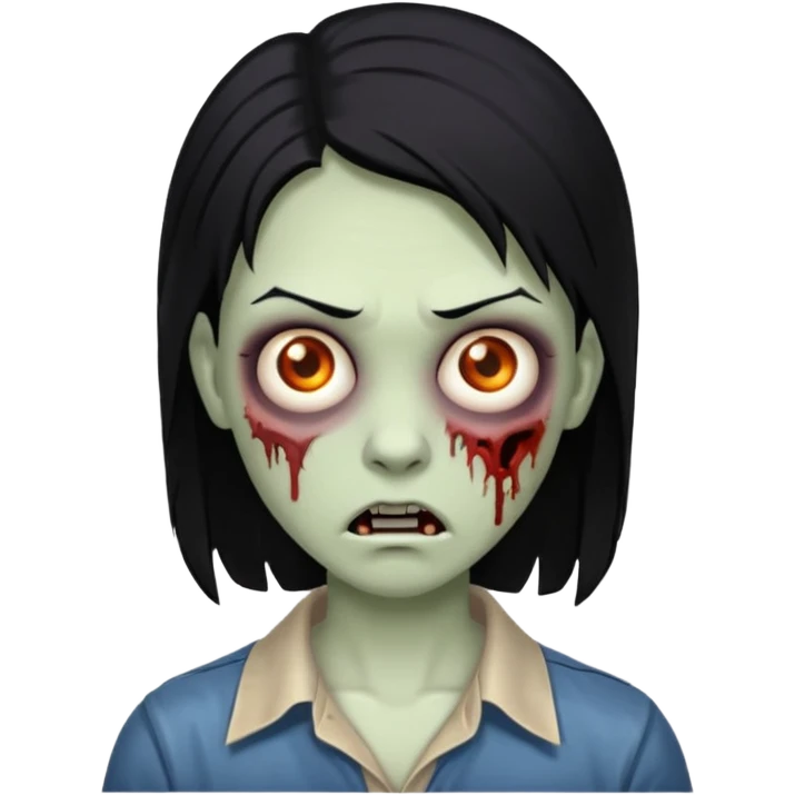 imagen de zombie pelo negro y piel normal emoji