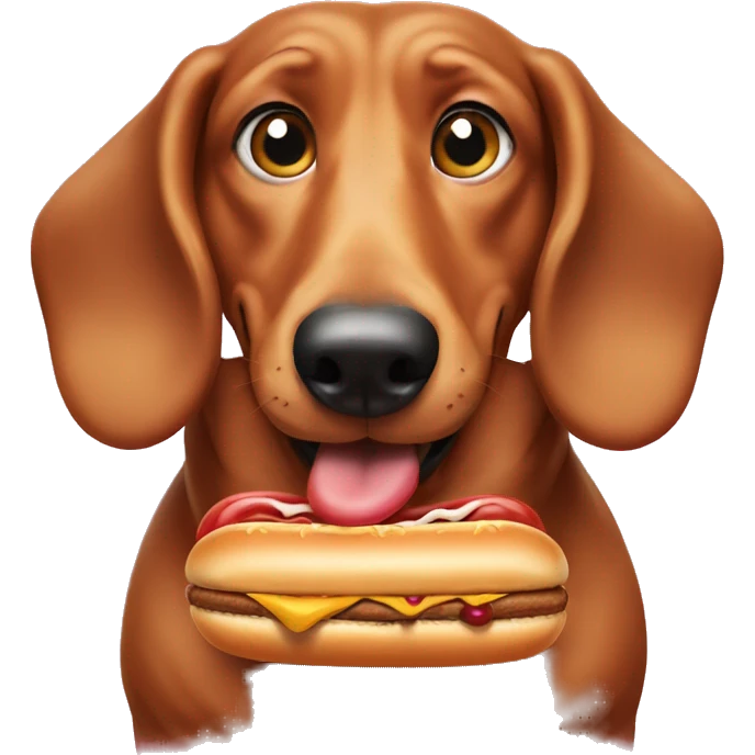 Fat dachshund eating hotdog  emoji