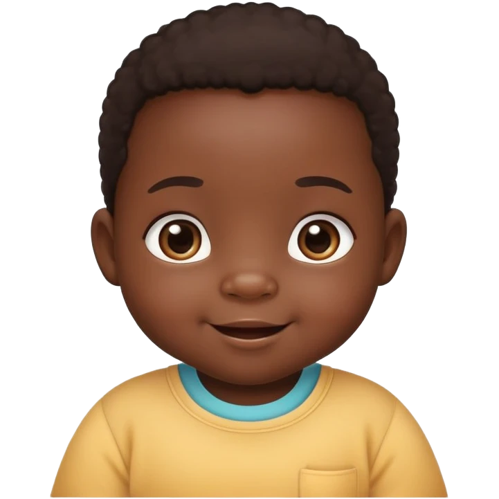 Adorable black baby with chubby cheeks, bright happy smiling eyes, looking intelligent and curious emoji
