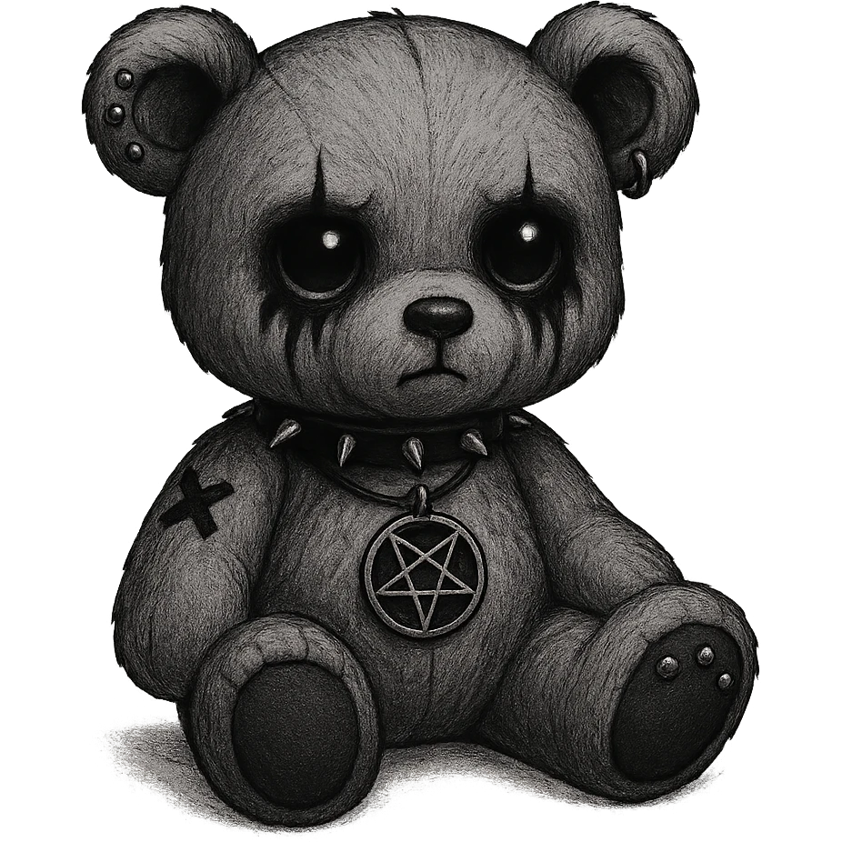 gothic teddy bear emoji