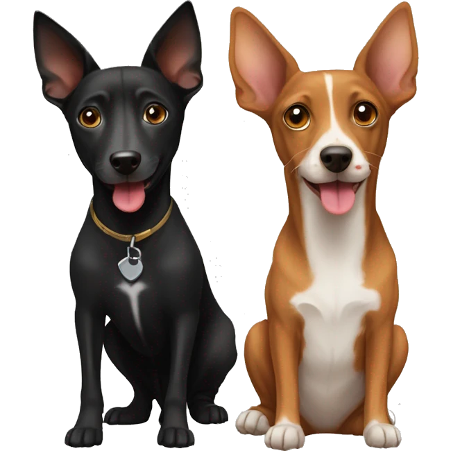 Black yorshire dog and  brown podenco dog emoji
