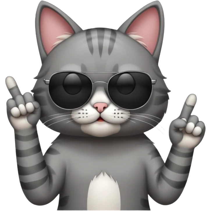 cat with sunglasses putting up the middle finger emoji