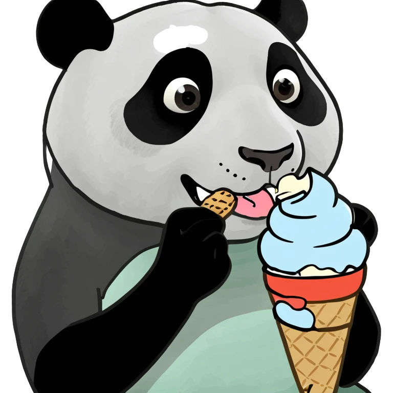 Panda eating ice cream emoji