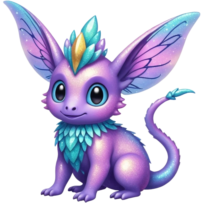 Pastel cute fuzzy realistic glittery Randomly-faerie-drake-colored sparkly exotic Fakémon-creature emoji