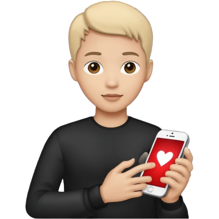 person silhouette holding a phone with a heart emoji