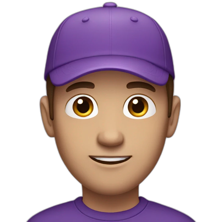 guy with brown hair and a purple cap white skin wearing a purple sweater emoji