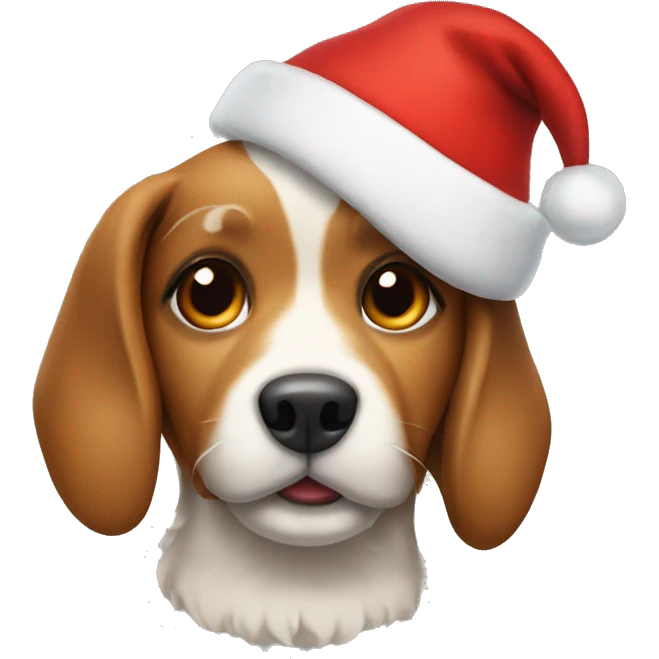 dog wearing a christmas hat emoji