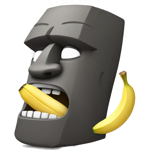 moai crying laughing with banana in mouth emoji