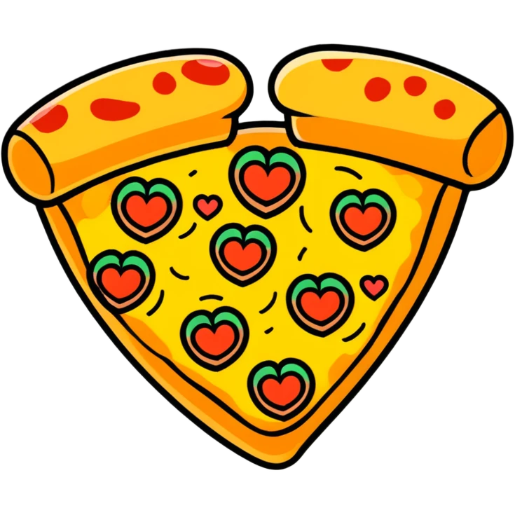 girlie heart-shaped pizza, cute and tempting emoji