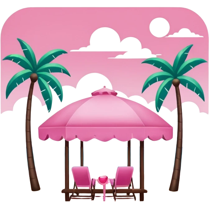 Moschino style pink SPAM Miami beach painting landscape emoji