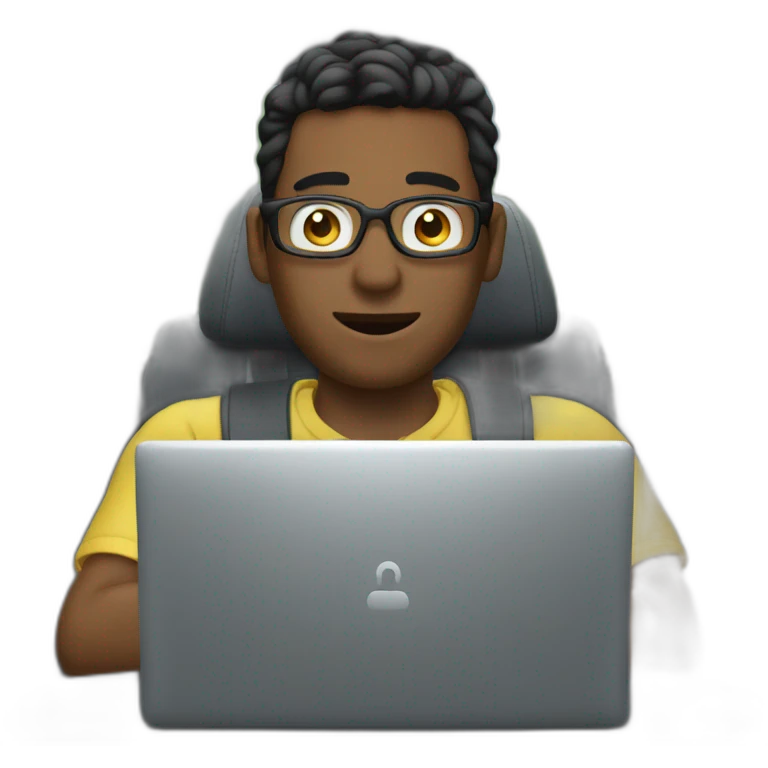 man using pc in the car emoji