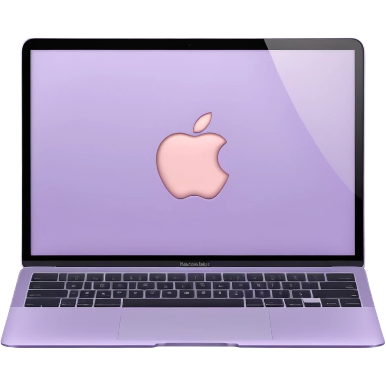 An open, angled MacBook-style laptop with a matte pastel lavender case. A minimalist, sophisticated, and modern design with a smooth, emoji-like iPhone finish. Ideal for showcasing creative work or feminine branding. emoji