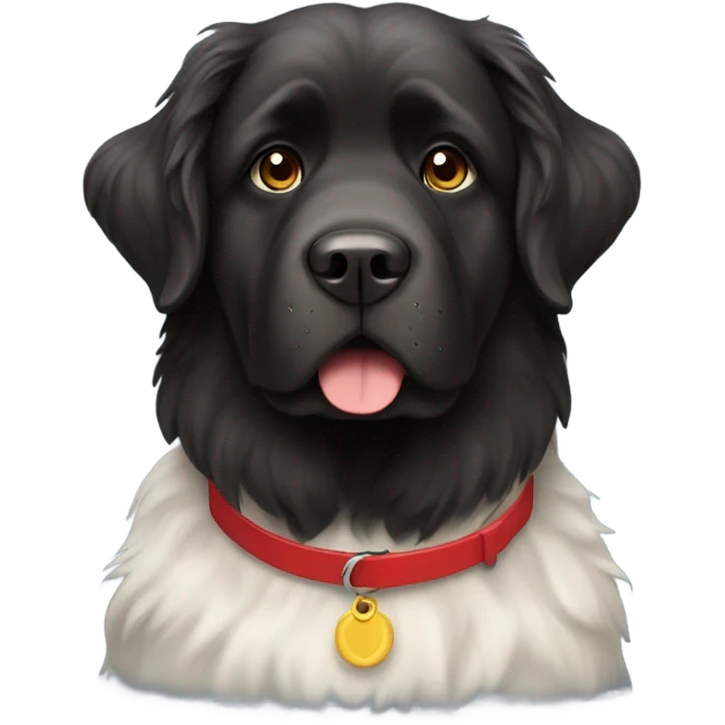 Newfoundland dog with a red collar  emoji