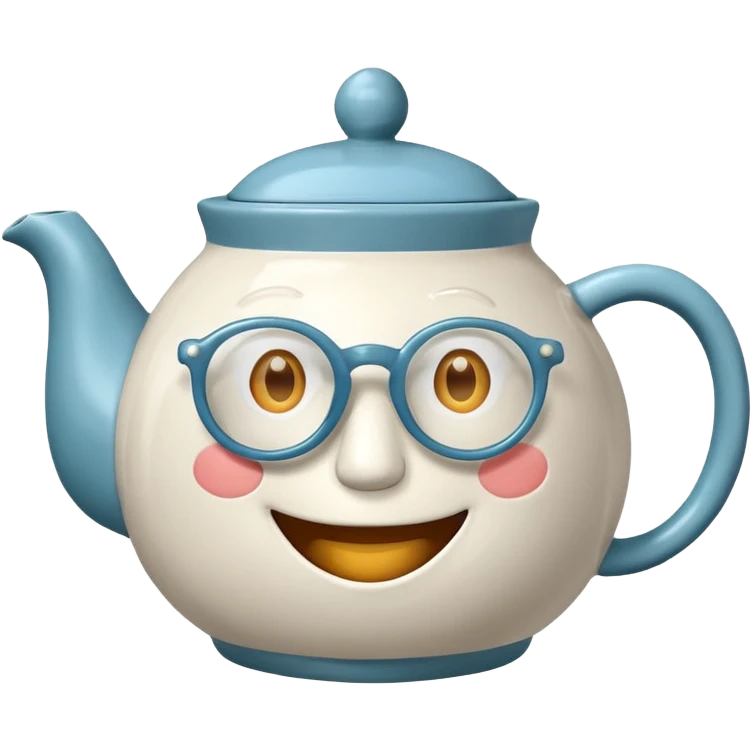 talking teapot with glassess emoji